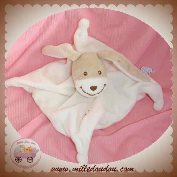 OKAIDI OBAIBI DOUDOU PELUCHE LAPIN BEIGE BLANC PLAT ECRU