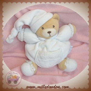 KALOO DOUDOU OURS BLANC VELOURS DRAGEE SOS