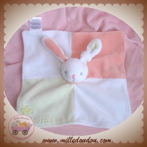 ABSORBA SOS DOUDOU LAPIN PLAT BLANC VERT ORANGE