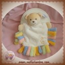 KALOO DOUDOU OURS MARIONNETTE BLANC FRANGES BEAR PLUME SOS