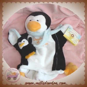 DOUDOU ET COMPAGNIE SOS PINGOUIN MARIONNETTE BEBE NOIR BLANC