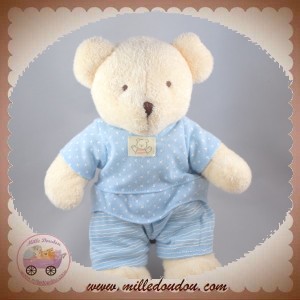 NICOTOY DOUDOU PELUCHE OURS ECRU HABIT BLEU ETOILE