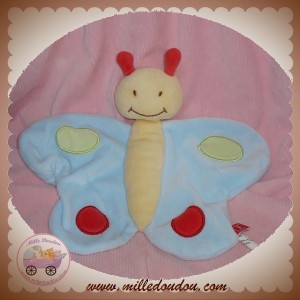 TEX DOUDOU PAPILLON PLAT BLEU ROND JAUNE ROUGE SOS