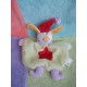 AUCHAN DOUDOU PELUCHE LAPIN QUASI PLAT VERT ROUGE