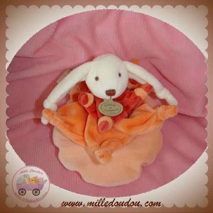 DOUDOU ET COMPAGNIE LAPIN FLEUR POUF ORANGE SAUMON 1482 