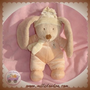 ORCHESTRA DOUDOU LAPIN BEIGE CORPS ORANGE SAUMON NICOTOY SOS