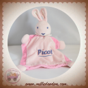 PICOT DOUDOU LAPIN PLAT ROSE COL BLANC SOS