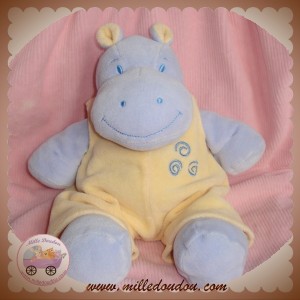 JOLLYBABY SOS DOUDOU PELUCHE HIPPOPOTAME MAUVE SALOPETTE SAUMON 