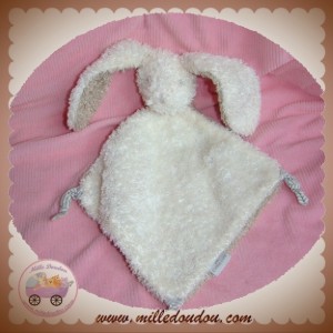 CYRILLUS SOS DOUDOU LAPIN PLAT ECRU BLANC TAUPE BOUCLETTE