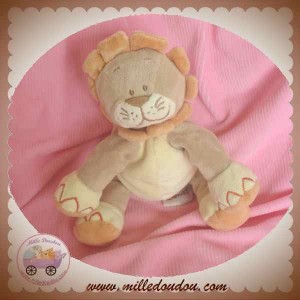 BENGY DOUDOU LION BEIGE JAUNE ORANGE 20 CM SOS