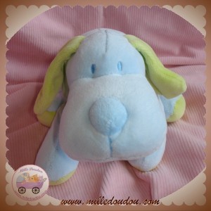 MARESE SOS DOUDOU PELUCHE CHIEN BLEU ALLONGE ET VERT