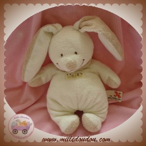 NICOTOY DOUDOU LAPIN ECRU COL BEIGE SOS