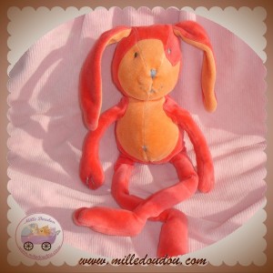 MARESE SOS DOUDOU PELUCHE LAPIN ROUGE ORANGE