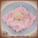 TEX DOUDOU OURS BEIGE PLAT ROSE FLEUR SOS