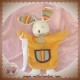 BABYNAT BABY NAT SOS DOUDOU LAPIN MARIONNETTE ORANGE MOUCHOIR BLANC 