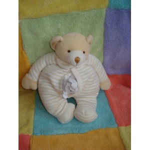 JOLLYBABY SOS DOUDOU OURS BEIGE RAYE MOUCHOIR