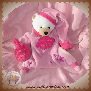 SIRETEX DOUDOU PELUCHE OURS MARIONNETTE ROSE POUDRE UN REVE DE BEBE CMP