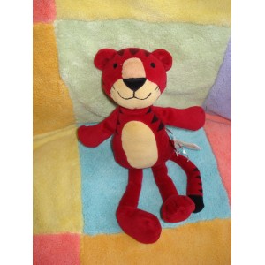 MARESE DOUDOU PELUCHE TIGRE CHAT ROUGE JAUNE