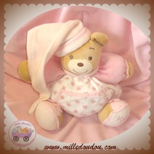 KALOO DOUDOU OURS BOULE FLEUR HOCHET ROSE LILIROSE 24 CM