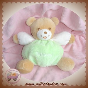 TAKINOU DOUDOU OURS BEIGE CORPS BOULE VERT CLAIR