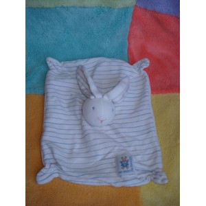 ILE MAURICE SOS DOUDOU LAPIN BLANC PLAT RAYE BLEU