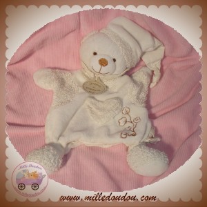 DOUDOU ET COMPAGNIE OURS MARIONNETTE BLANC ECRU BIO