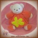 KALOO DOUDOU OURS BLANC BOULE ROUGE FLEUR JAUNE