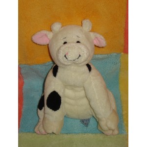 tachi Doudou vache noir et blanc peluche assise 18 cm peluche avec yeux  brodés : : Jeux et Jouets