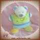 NICOTOY DOUDOU PELUCHE OURS QUASI PLAT VERT BLEU