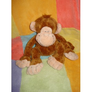 PETROPOLIS KELL TOYS DOUDOU PELUCHE SINGE MARRON ROSE