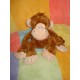 PETROPOLIS KELL TOYS DOUDOU PELUCHE SINGE MARRON ROSE