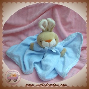 SIMPSON TRADING DOUDOU LAPIN BEIGE CARRE PLAT BLEU SOS