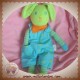 COROLLE SOS DOUDOU LAPIN VERT SALOPETTE BLEU A POIS BANDANA