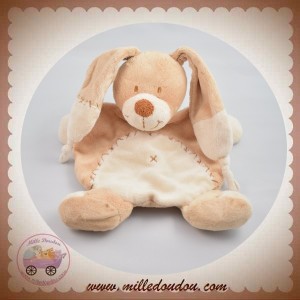 NICOTOY DOUDOU LAPIN PLAT BEIGE MARRON ECRU SOS