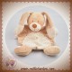 NICOTOY DOUDOU LAPIN PLAT BEIGE MARRON ECRU SOS