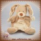 NICOTOY DOUDOU LAPIN PLAT BEIGE MARRON ECRU SOS