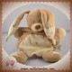 NICOTOY DOUDOU LAPIN PLAT BEIGE MARRON ECRU SOS