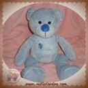 TCF SOS DOUDOU PELUCHE OURS BLEU PORTE BONHEUR TREFLE