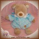 TEX DOUDOU PELUCHE OURS BEIGE COMBINAISON BLEU TURQUOISE