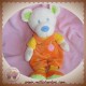 MOTS D'ENFANTS SOS DOUDOU OURS ECRU HABIT ORANGE JAUNE