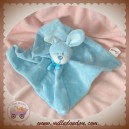 BENGY DOUDOU PELUCHE LAPIN PLAT BLEU ECHARPE SOS