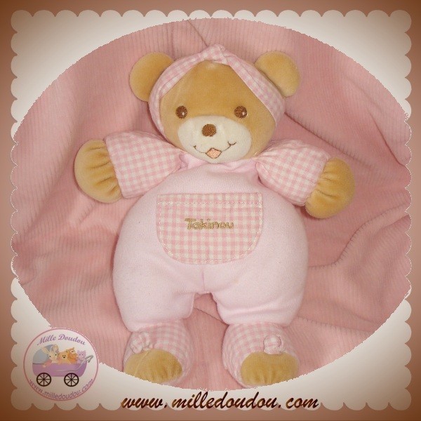 Doudou boule ours rose 'BINO