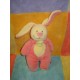 TEX SOS DOUDOU PELUCHE LAPIN HOCHET ROSE ECHARPE VERTE