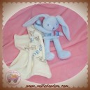 SUCRE D'ORGE DOUDOU LAPIN BLEU AVEC MOUCHOIR ECRU SOS