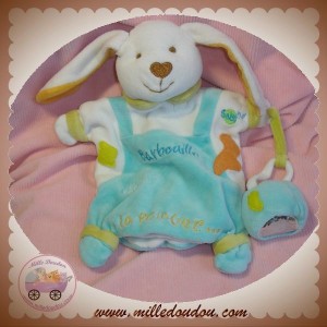 BABYNAT BABY NAT SOS DOUDOU LAPIN BARBOUILLE MARIONNETTE BLANC BLEU 