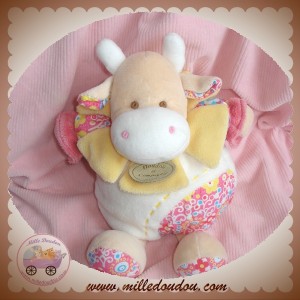 DOUDOU ET COMPAGNIE SOS VACHE PISTACHE BOULE BLANCHE ECRU ROSE