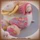 DOUDOU ET COMPAGNIE SOS VACHE PISTACHE BOULE BLANCHE ECRU ROSE