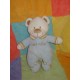 VETIR DOUDOU PELUCHE OURS BLANC CORPS BLEU RAYE BEIGE CALIN