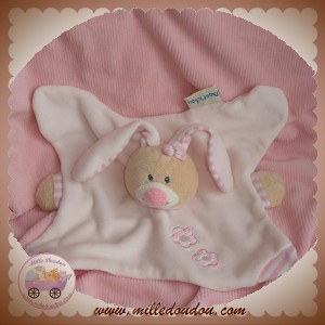 BOUT'CHOU MONOPRIX SOS DOUDOU LAPIN PLAT ROSE FLEURS BRODERIE