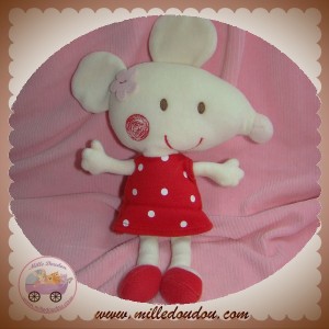 DPAM SOS DOUDOU SOURIS BLANCHE ROBE ROUGE A POIS